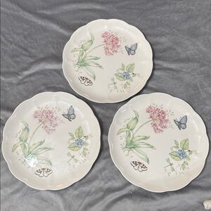 Lenox Butterfly Meadow Set of 3 Eastern Tailed Blue Dinner Plates 10 7/8” Garden
